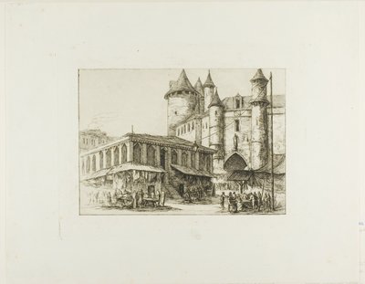 El Gran Châtelet, París, c. 1780, después de un dibujo anterior de Charles Meryon