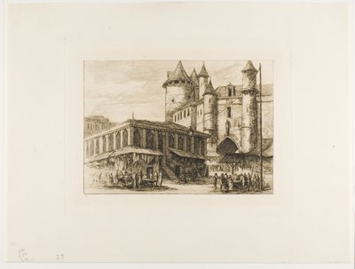 El Gran Châtelet, París, c. 1780, después de un dibujo anterior de Charles Meryon