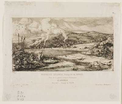 La pequeña colonia francesa en Akaroa, 1845 de Charles Meryon