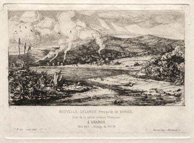 La pequeña colonia francesa en Akaroa, 1845, 1865 de Charles Meryon
