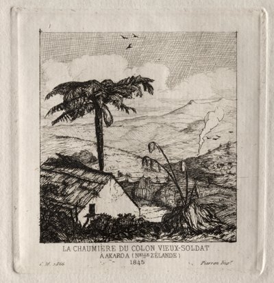 La Cabaña del Viejo Soldado Colono en Akaroa, 1845 de Charles Meryon