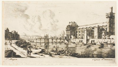 El "Pavillon de Mademoiselle" y parte del Louvre de Charles Meryon