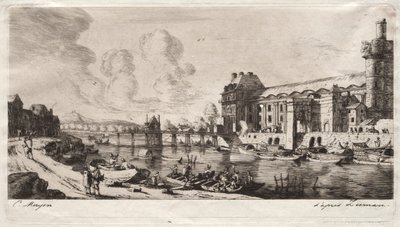 El Pabellón de Mademoiselle y parte del Louvre de Charles Meryon