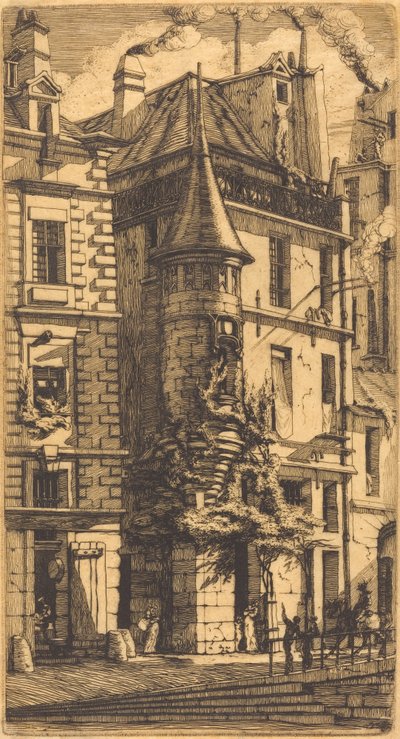 Casa con Torreta, Calle de los Tejedores, París de Charles Meryon