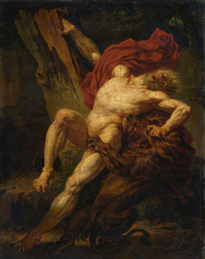 Milo de Croton atacado por un león de Charles Meynier