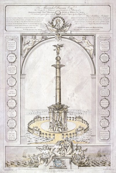 Diseño para un monumento al almirante Lord Nelson en forma de columna, 1806 de Charles Middleton