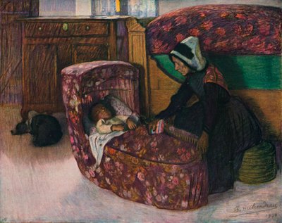 Mere Et Enfant, Interieur Vendeen, 1900 de Charles Milcendeau