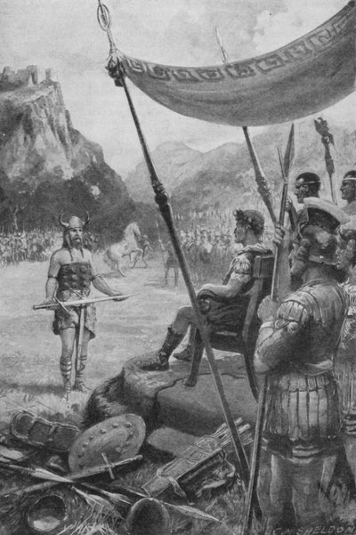 Julio César recibiendo la sumisión de un jefe derrotado en la Galia de Charles Mills (after) Sheldon