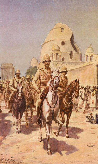 Kitchener en Omdurman (litografía en color) de Charles Mills (after) Sheldon