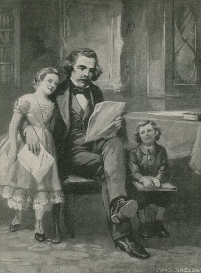 Nathaniel Hawthorne leyendo a sus hijos de Charles Mills Sheldon