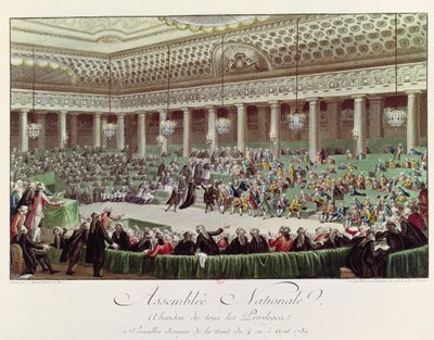 La Asamblea Nacional renuncia a todos los privilegios, 4 de agosto de 1789, grabado por Helman (1743-1809) de Charles Monnet