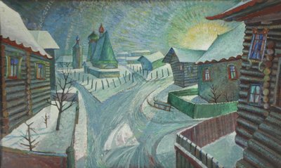 Un pueblo ruso (óleo sobre lienzo) de Charles Murray