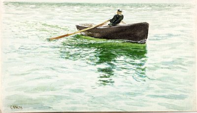 Hombre remando un bote de Charles Napier Hemy