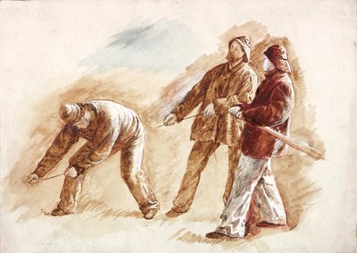 Estudio de pescadores trabajando de Charles Napier Hemy