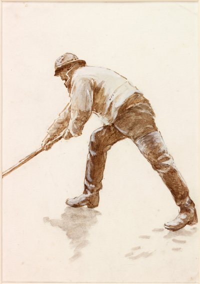 Estudio de un pescador trabajando de Charles Napier Hemy