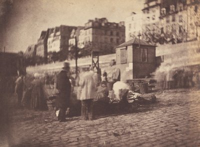 Escena de mercado en el puerto del Hôtel de Ville, París, antes de febrero de 1852 de Charles Nègre