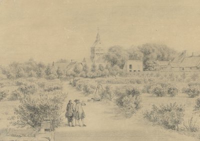 Vista de la ciudad de Marigny
Vista del campanario y parte del pueblo de Marigny tomada desde el Salón del Castillo (título en el objeto) de Charles Nicolas Cochin (II)