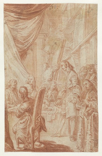 Interior de una notaría o lotería de Charles Nicolas Cochin (II)
