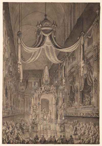 Funeral for Marie-Thérèse of Spain, Dauphine of France, in the Church of Nôtre Dame, Paris, on November 24, 1746 de Charles Nicolas Cochin