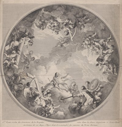 San Luis presentando su espada a Cristo, después de un diseño de techo, 1755-90 de Charles Nicolas Cochin
