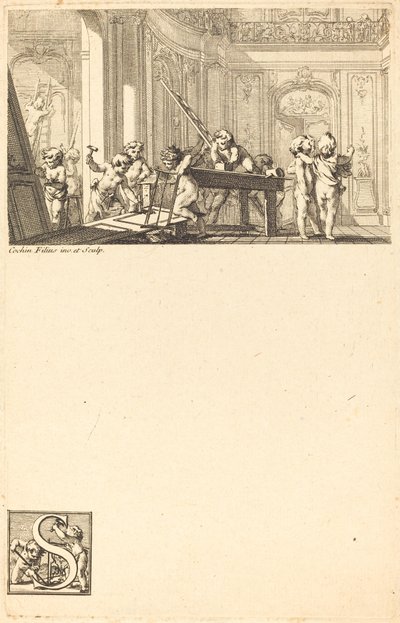 Putti Preparando la Decoración Interior de una Mansión de Charles Nicolas Cochin II