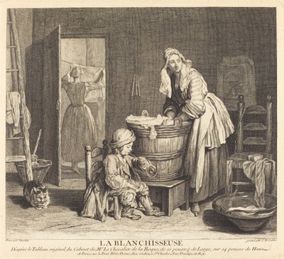 La lavandera de Charles Nicolas Cochin I after Jean Siméon Chardin
