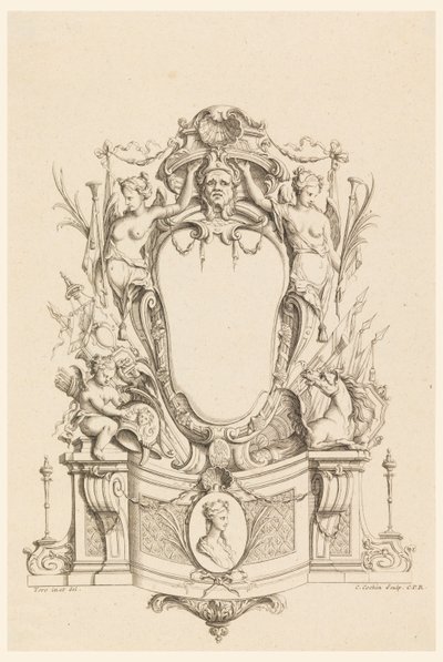 Diseño para cartucho de "Cartouches Nouvellement Inventez" de Charles Nicolas Cochin the younger