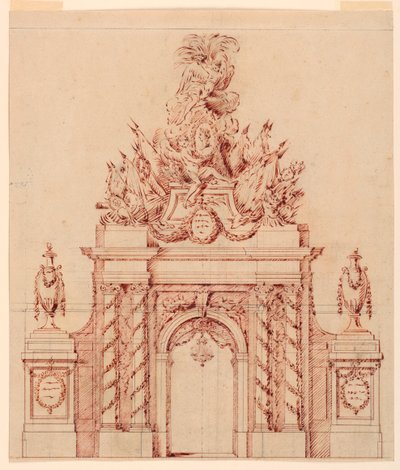 Diseño para una decoración pintada en honor a un general francés que había sido gobernador de un príncipe heredero de Charles Nicolas Cochin the younger
