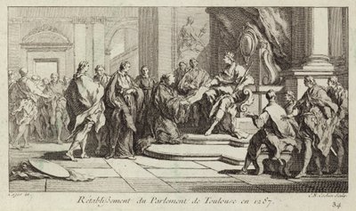 Restablecimiento del Parlamento de Toulouse, Francia de Charles Nicolas II Cochin