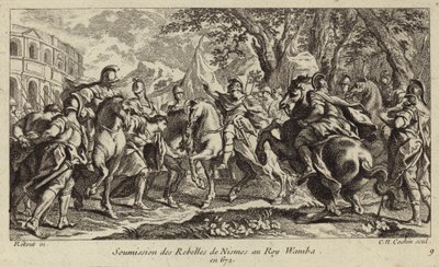 Sumisión de los rebeldes de Nimes a Wamba, Rey de los Visigodos, 672 de Charles Nicolas II Cochin