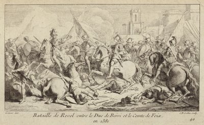 Los ejércitos del duque de Berry y el conde de Foix luchando en la batalla de Revel, Francia de Charles Nicolas II Cochin