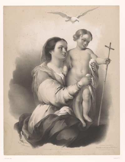 Madonna con un niño de pie en su regazo La Vierge de Sevilla (título sobre objeto) Estudios de artistas seleccionados (título de la serie) Etudes choisies (título de la serie sobre el objeto) de Charles Nicolas Lemercier