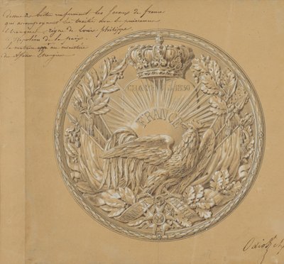 Diseño para la medalla para conmemorar la Carta de 1830 de Charles Nicolas Odiot