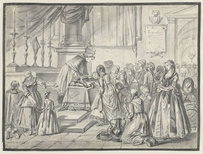 Escena eclesiástica con veneración de la cruz el Viernes Santo de Charles Parrocel