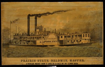 Prairie State. Baldwin, Maestro. Un paquete regular de San Luis a La Salle, en el río Illinois (litografía, coloreada) de Charles Parsons