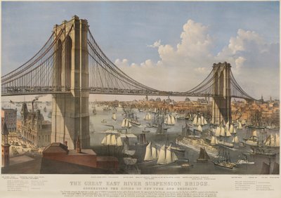 El puente colgante Great East River: conectando las ciudades de Nueva York y Brooklyn de Charles Parsons