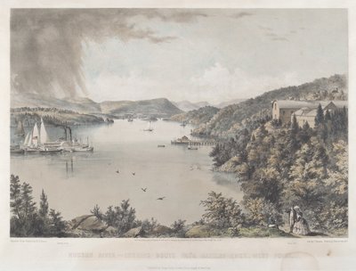 Portafolio del río Hudson: Mirando al sur desde Battery Knox, West Point de Charles Parsons after Benjamin Bellows Grant Stone