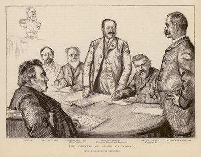 Consejo del Estado de Mónaco (grabado) de Charles Paul (after) Renouard