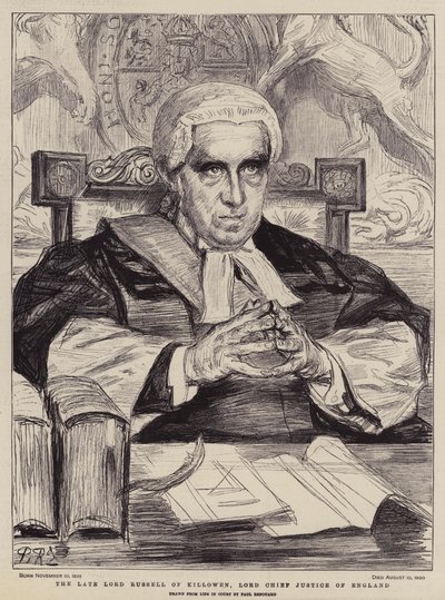 El difunto Lord Russell de Killowen, Lord Jefe de Justicia de Inglaterra (litografía) de Charles Paul (after) Renouard