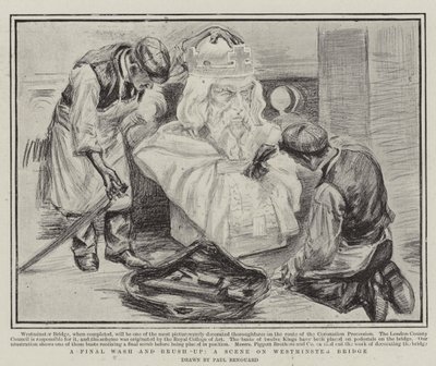 Un último lavado y cepillado, una escena en el Puente de Westminster de Charles Paul Renouard