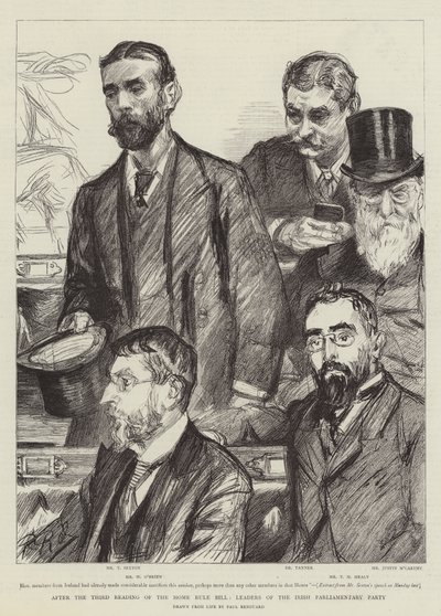 Después de la tercera lectura del proyecto de ley de autonomía, líderes del Partido Parlamentario Irlandés de Charles Paul Renouard