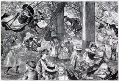 Un gimnasio infantil al aire libre en Battersea Park, Londres - 1898 - dibujado del natural por Paul Renouard de Charles Paul Renouard