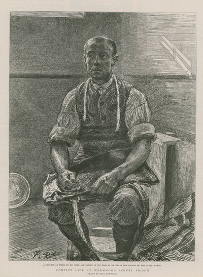 Vida de convictos en la prisión de Wormwood Scrubs (grabado) de Charles Paul Renouard