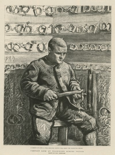 Vida de convictos en la prisión de Wormwood Scrubs (grabado) de Charles Paul Renouard