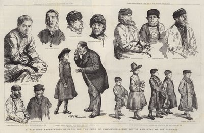Experimentos de M. Pasteur en París para la cura de la hidrofobia, el doctor y algunos de sus pacientes de Charles Paul Renouard