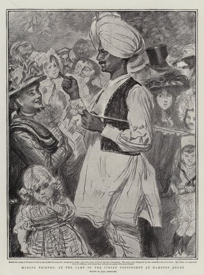 Haciendo amigos, en el campamento del contingente indio en Hampton Court de Charles Paul Renouard