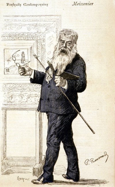 Retrato de Meissonier. Grabado de finales del siglo XIX de Charles Paul Renouard