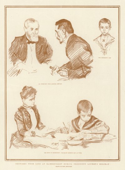 Bocetos de la Vida en Rambouillet durante las Vacaciones del Presidente Loubet de Charles Paul Renouard