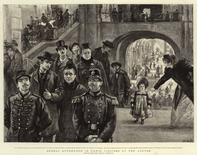 Domingo por la tarde en París, visitantes en el Louvre de Charles Paul Renouard
