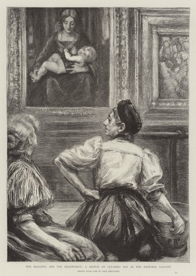 La Madonna y las mujeres de la limpieza, un boceto en el día de limpieza en la Galería Nacional de Charles Paul Renouard